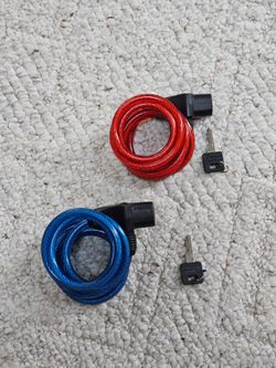 2 - Master Lock Cable Bike Locks with Key red and blue (will ship)