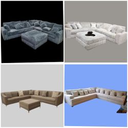 NEW 11x11ft SECTIONAL COUCHES Couches. Paisley GUNMENTAL, PAISLEY LIGHT GREY, Velvet Silver FABRIC Sofa Couch / More Color Fabric Avail