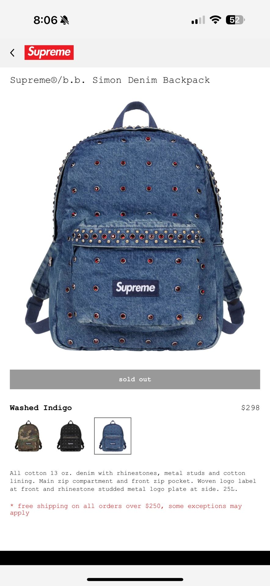 Supreme BB Simon Demin Backpack