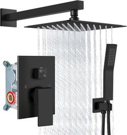 Faucet Set Rain Shower System with Handheld Spray Combo with Valve and Shower Trim Kit Included Available in 8 in. and 10 in.