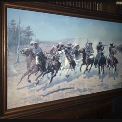 FREDERIC REMINGTON "A DASH FOR THE TIMBER" 41" X 29.6"