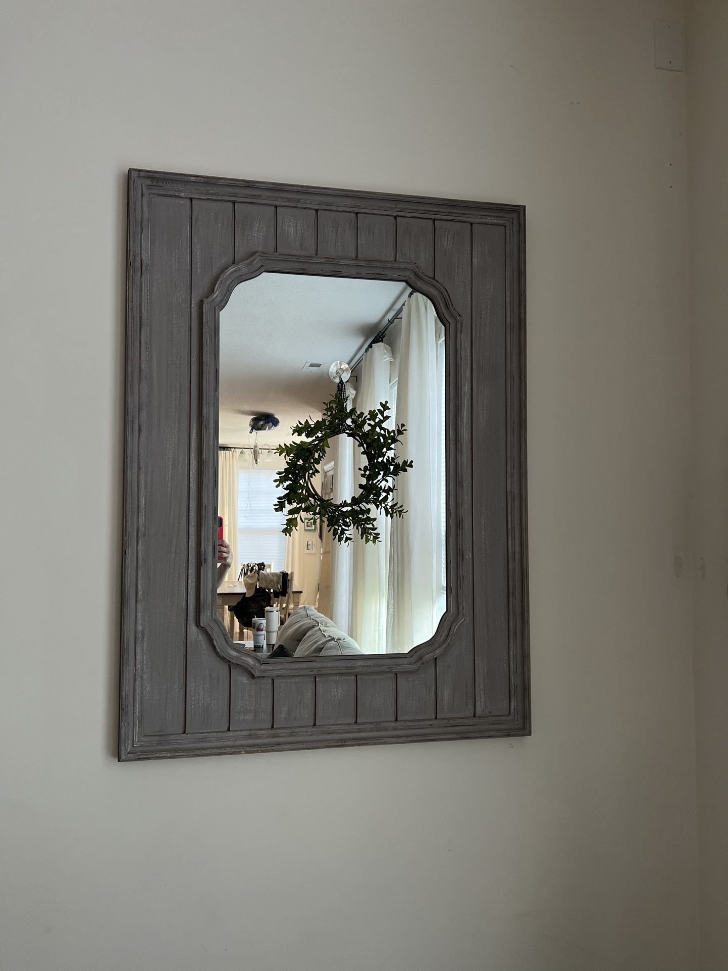 Farmhouse Decor Hanging Mirror And Wreath