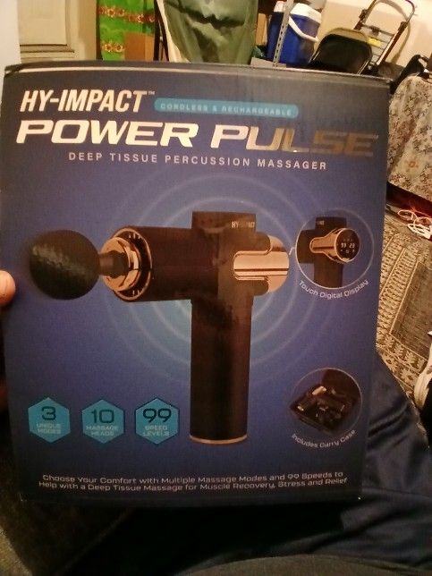 HY-IMPACT Power Pulse Deep Tissue Percussion Muscle Massager - Touch Control, 3 Modes, 99 Speeds & 10 Attachments