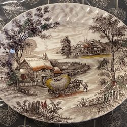 Yorkshire Ironstone Serving Platter, Genuine Hand Engraved Made In England Pre-Owned In Mint Condition 14x11”