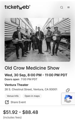 Old Crow Medicine Show Concert Ticket