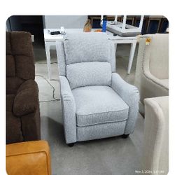 Upholstered Fabric Push Back Recliner in Gray(New)