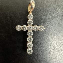 14K Rose Gold Diamond Cross 