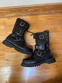 vintage engineer style boots demonia black