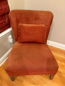 Pair of Rust Faux Velvet Accent Chairs with Matching Lumbar Pillows (Set of 2)
