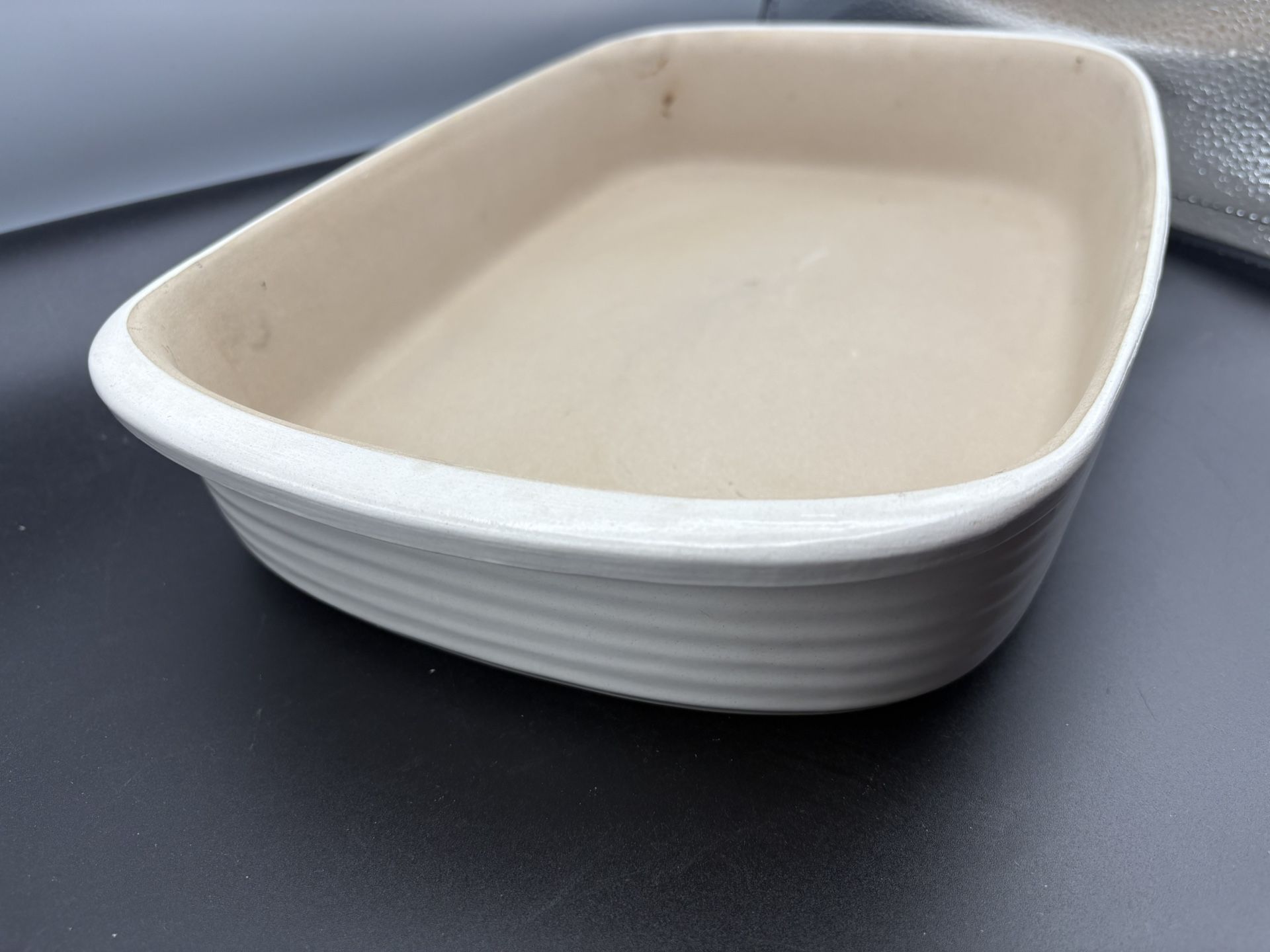 Pampered Chef Rectangle Baker Casserole Stoneware White Used Good Condition