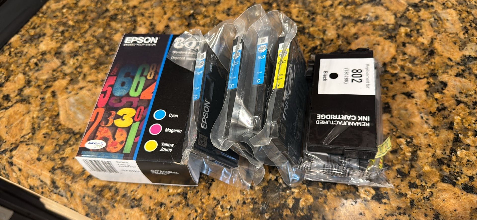Epson 802 Ink Cartridges NEW! 7 Color Plus 3 Re-manufactured black