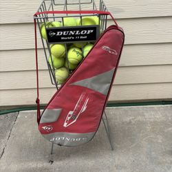 Tennis Ball Hopper / Wilson Racket/ 50 Used Balls
