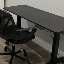 Desk - Electric Height Adjustable and Office Chair