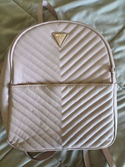 GUESS Quilted Chevron Mini Backpack in Pale Pink