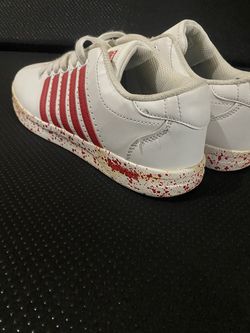 K-Swiss White Red Splatter Low-Top Sneakers