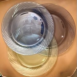  Three Vintage Pyrex Festiva Multi-colors Swirl Large Dinner or Serving Plates. $10 each or all 3 for $25. 