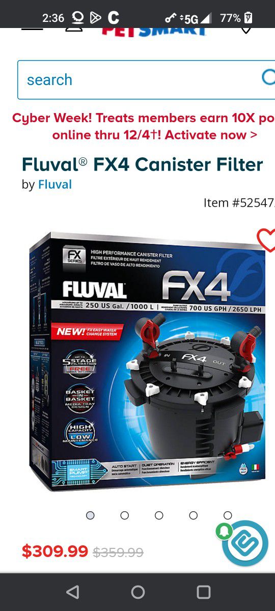 Fluval FX4 250 Gal High Performance Canister Filter 