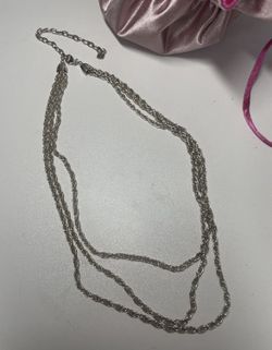 USA .999Silver 3 strand Link Necklace 16'' to 20''