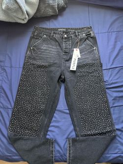 purple brand rhinestone pants
