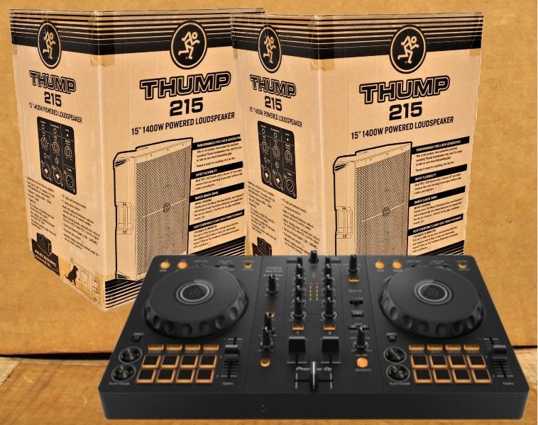 Mackie Thump Series Powered Speakers 15" PA System 2800 Watts Pioneer DJ DDJ-FLX4 Rekordbox Serato Controller 2 Ch Mixer Package 🚨 No Credit Needed🚨