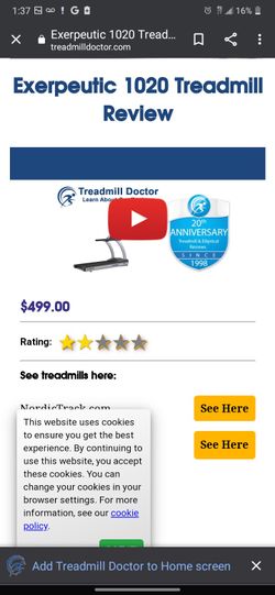 Treadmill Exerpeutic 1020 51x32x54 149 Pounds for Sale in Tampa