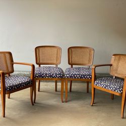 Set of 4 Mid-Century Modern Cane Back Dining Chairs