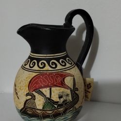 ANCIENT HANDMADE - HAND PAINTED REPLICA GREEK AMPHORA VASE  7.5"×5" - AB99
