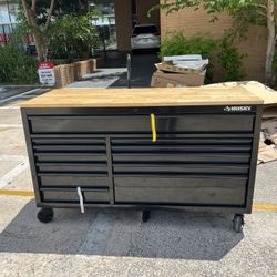 62 in. 12-Drawer Mobile Workbench with Full Length Ext Table in All Blacked Out 62 in. 12-Drawer Mobile Workbench with Full Length Ext Table in All Blacked Out