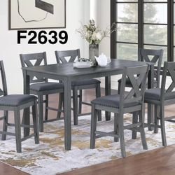GREY COUNTER HEIGHT DINING TABLE WITH CHAIRS 