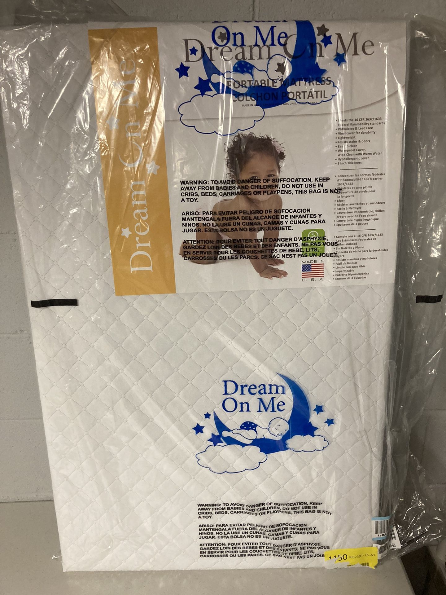 Dream On Me Crib Mattress - Size: crib mattress 38"L x 24"W x 3" H