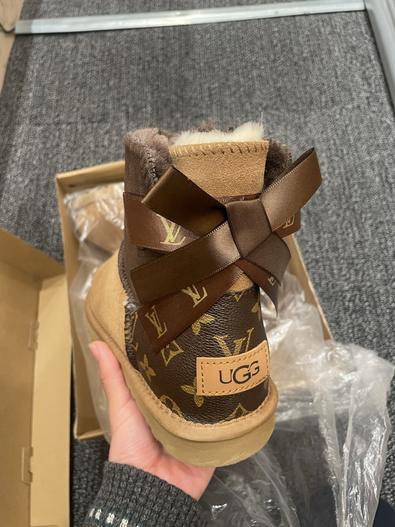 Custom Louis Vuitton Mini Bailey Bow Ugg boots , Size