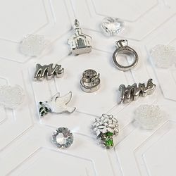 Origami Owl Wedding Charm Set with Swarovski Crystals 