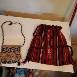Vintage Woven Wool Purse & Backpack 