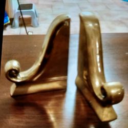 Mid-century Brass Scroll Bookends