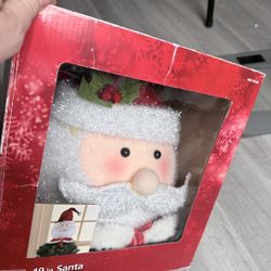 Home Accents  Holiday 19” Glitter Santa Face Head Christmas Tree Topper Orig Box