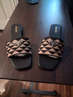 Prada Triangle Logo Slide Sandals