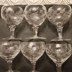 Vintage German Etched Wine Glasses