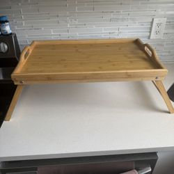 Wooden Bed Tray Table with Folding Legs – Breakfast / Laptop Tray