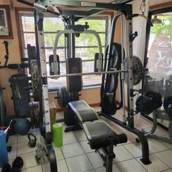 Smith Machine With Rubber Weights Gym Equipment 