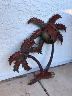 Large Rustic Metal Palm Tree Yard / Wall Art Sculpture