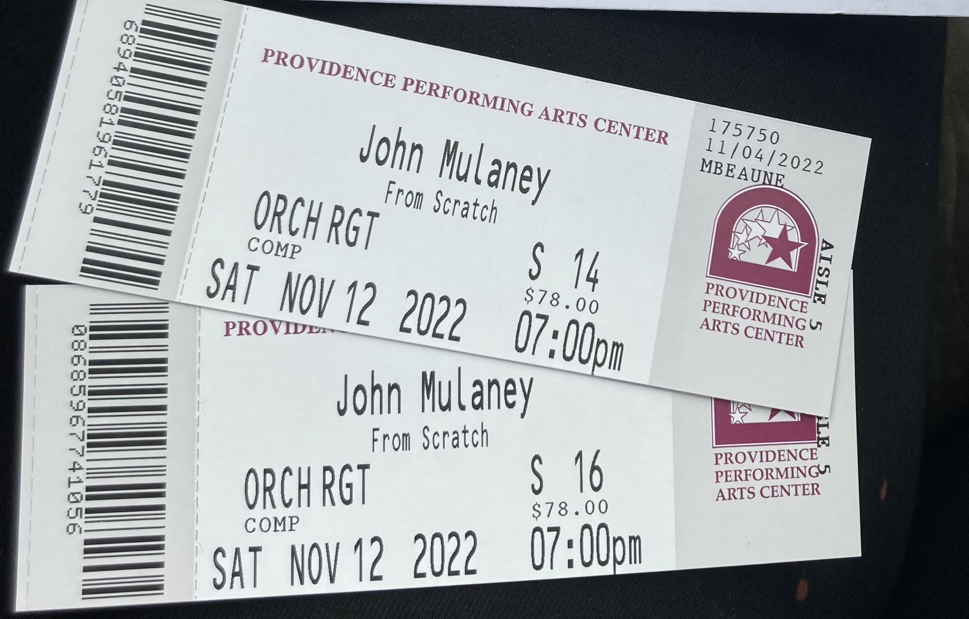 2 ticket john mulaney tonight at ppac