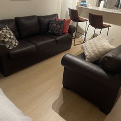 Brown sofa&chair 