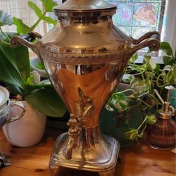 1925 MB Manning & Bowman Silver Coffee Percolator Urn Cerca 1920