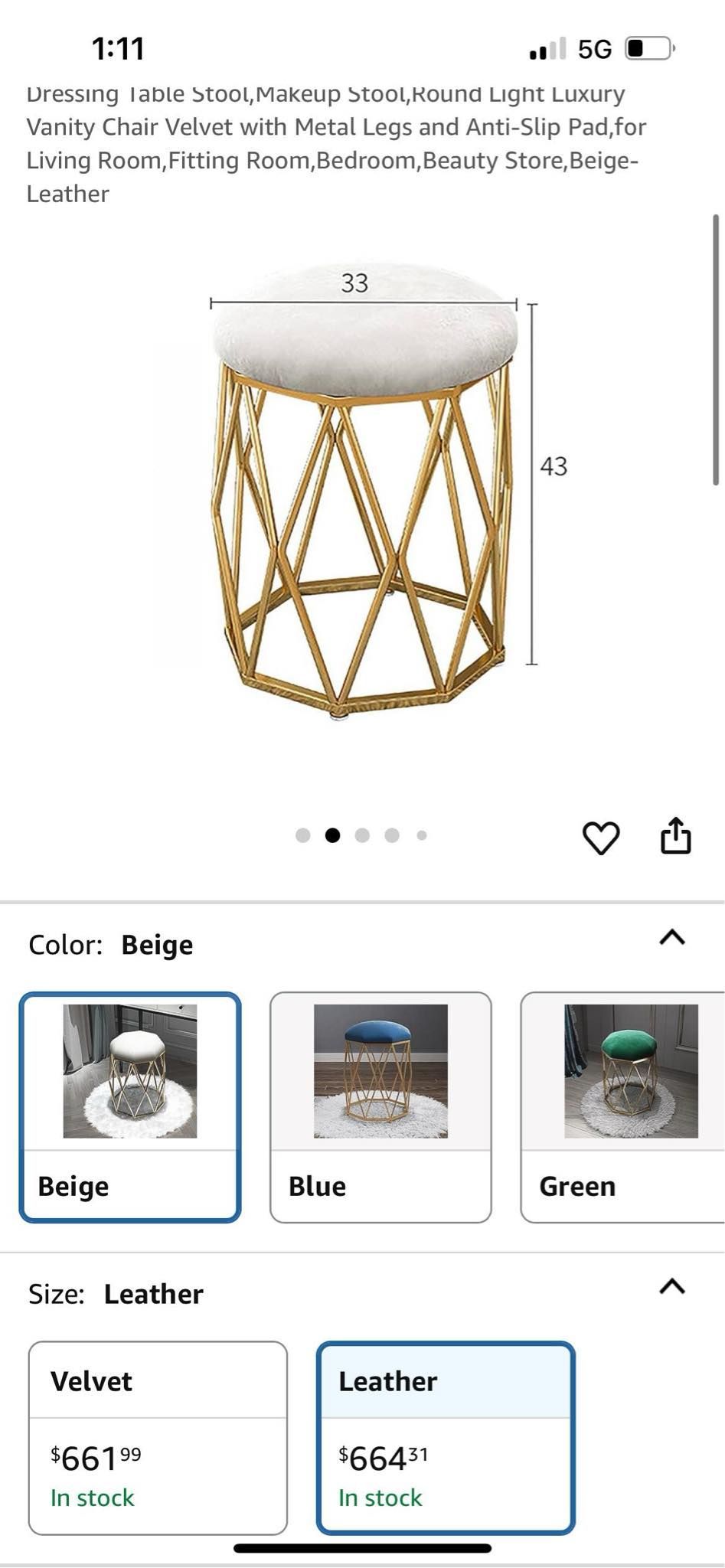 【set of 2】Dressing Table Stool,Makeup Stool