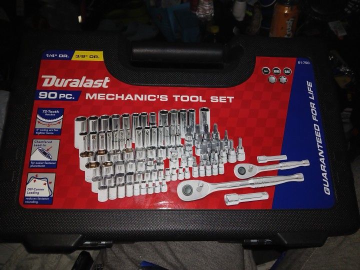 _ NEW _ Duralast 90 Piece Mechanics Tool Set