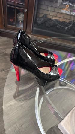 red and  black high heels, size 8