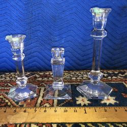 3 Crystal Candlesticks 
