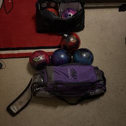 Bowling balls and bag
