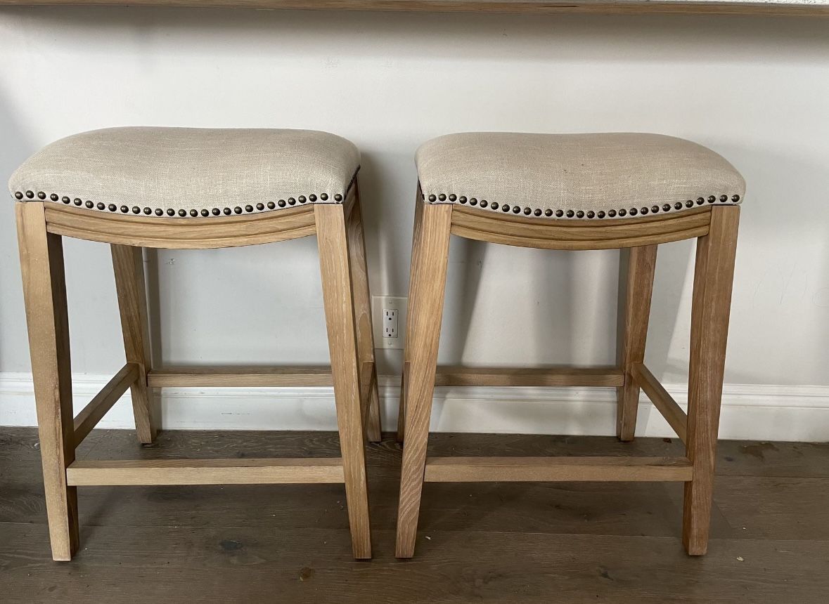 Pier 1 -Counter Height Stools, Cream, Set Of 2
