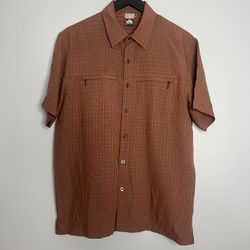 Vintage Y2K Nike ACG Granite Peak Traveler Button Down Shirt Mens Medium Orange